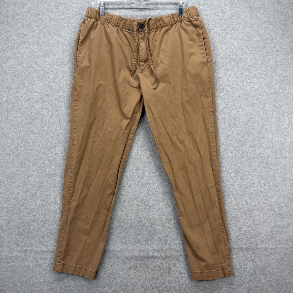 VRST Pants Mens Large Brown Khaki Relaxed Athletic Golf Elastic Waist Drawstring